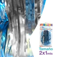 Cortina De Fiesta Plateada Y Celeste 2X1 Mts Party Express
