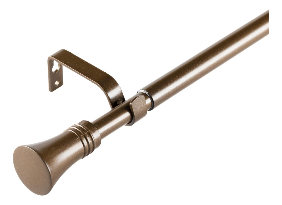Metalhsa - Set Barra Para Cortina Simple 16/19 Mm Extensible 120-210 Cm Café Cónico