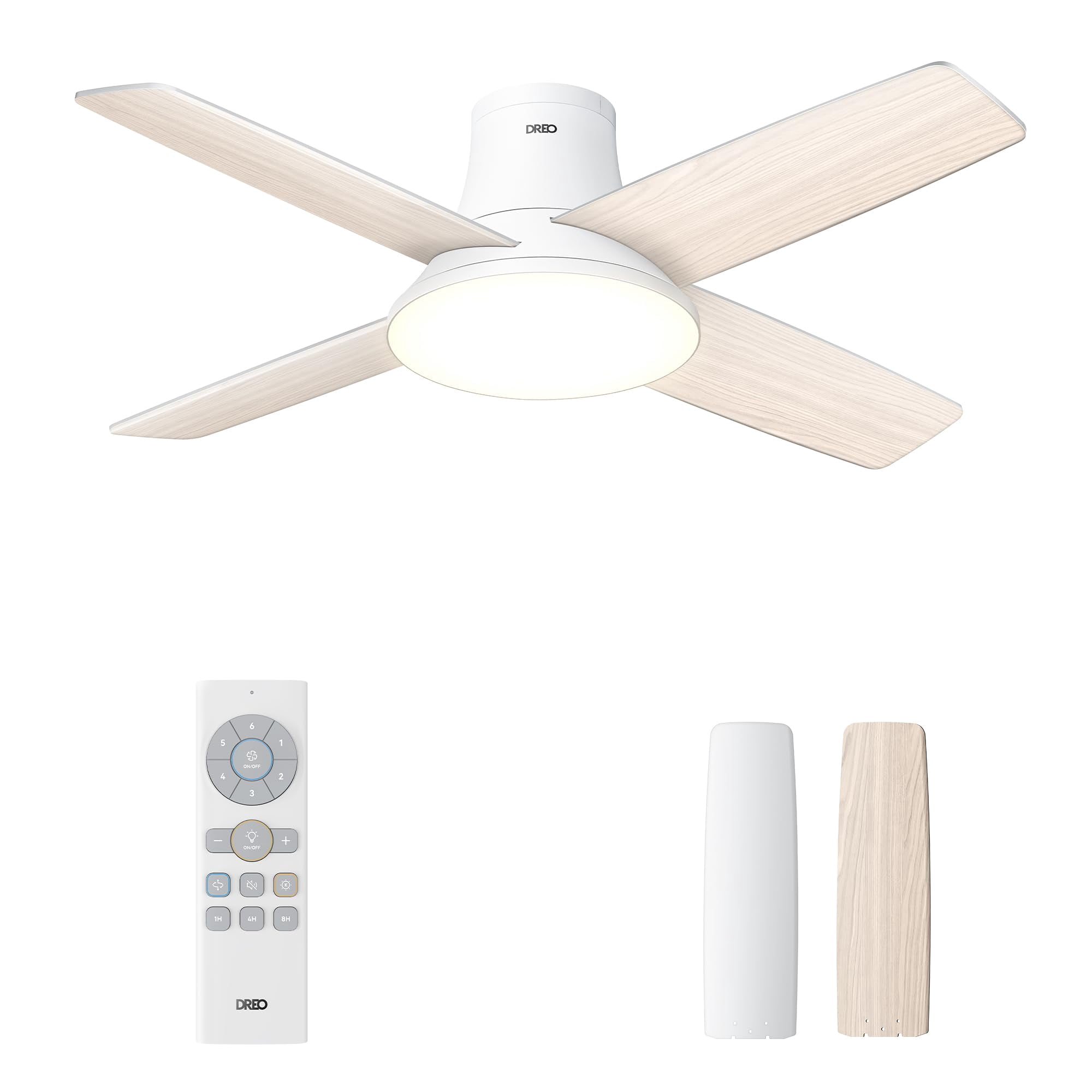Ventilador De Techo Dreo De Perfil Bajo De 44 Pulgadas Con Luces Y Control Remoto Blanco