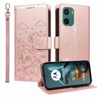 Funda Billetera Foxdock Compatible Con Motorola Moto E15, Diseño Perrito Tierno, Ranuras Para Tarjetas Y Soporte Plegable