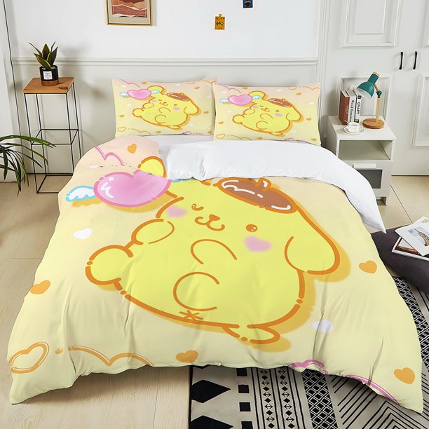 All Sanrio Characters Printed Bedding Set 3PC 1 Duvet Cover 2 Pillowcases Adult and Children Warm Soft Bedding Set Luxury Gift Bed Sheets