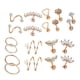 thumbnail image 5 of 20x Pendientes De Acero Inoxidable Set Corazón Flor Pluma Piercing Pendientes Oro Rosa, 5 of 5