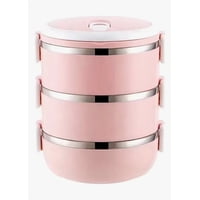 Riqui - Lonchera Térmica Fiambrera 3 Niveles Rosa