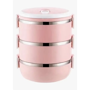 Riqui - Lonchera Térmica Fiambrera 3 Niveles Rosa