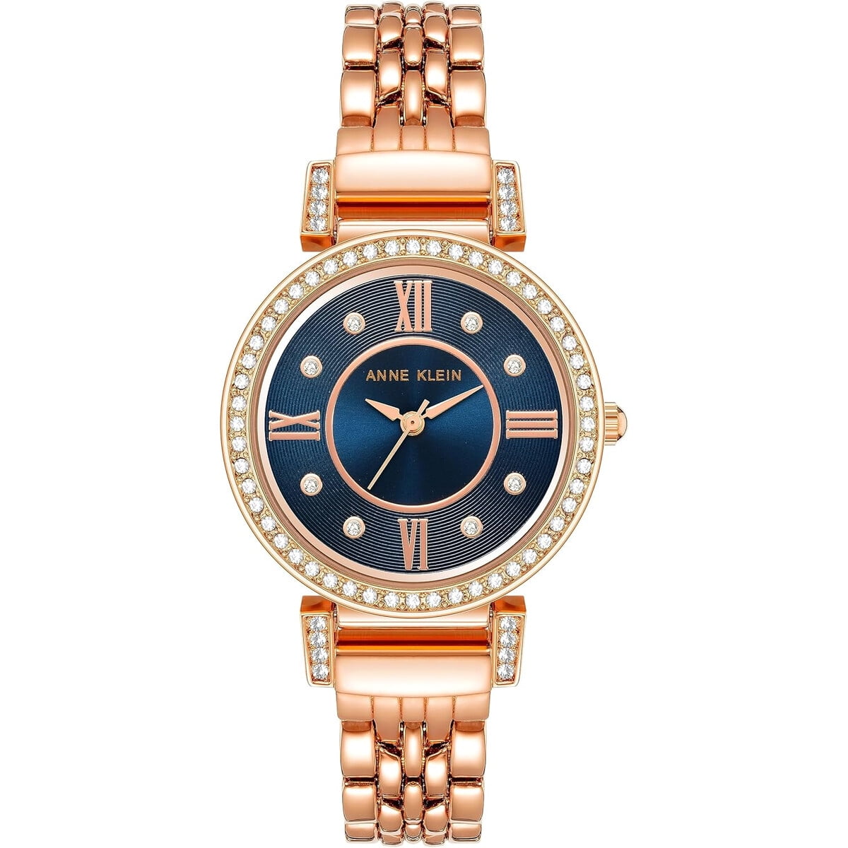 Reloj Mujer Anne Klein Cristales Premium Rose Gold 31mm Azul