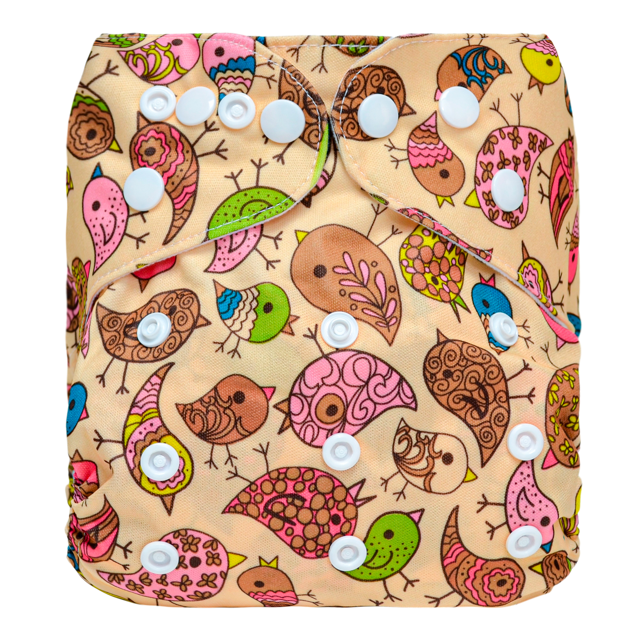 Pequelandia - Pañal De Tela Lavable - Pajaritos Fondo Beige