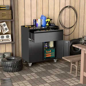 Recilock - Gabinete Metalico Bajo 2 Puertas 1 Cajon Con Ruedas - Linea Black Gl-003