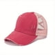 thumbnail image 1 of Unisex Washed Baseball Cap: Distressed Ripped Criss Cross Ponytail Hat - Adjustable Casual Style for Men & Women, 1 of 5