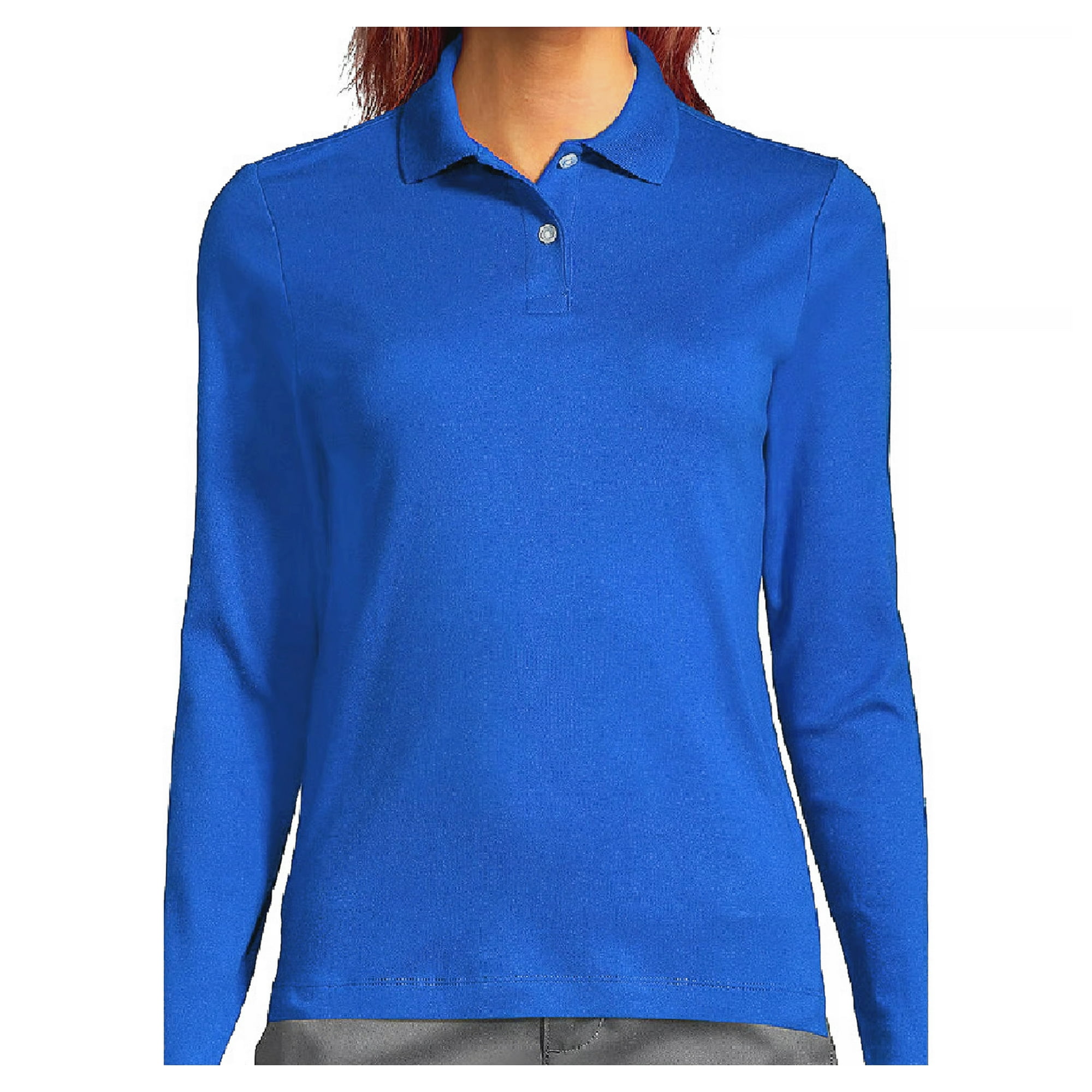 90 Grados - Polera Pique Mujer Manga Larga Azulino Protección Uv