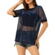 thumbnail image 4 of INSPIRE CHIC Camiseta de Malla para Mujer de Halloween Cubierta para Fiesta Manga Corta Transparente Tops XL Holográfico Azul, 4 of 6