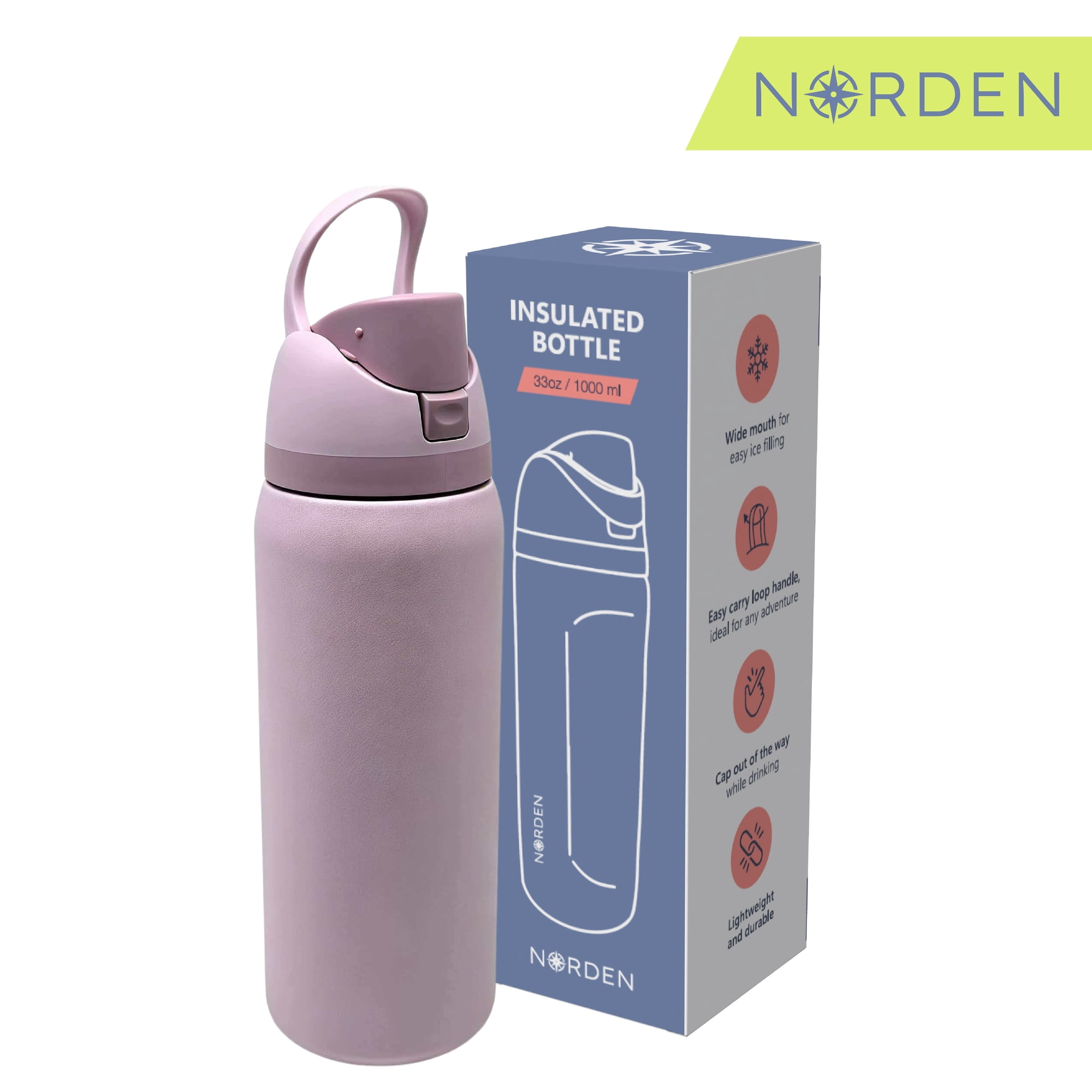 Botella Acero Inoxidable Rose Rosada 1000 Ml Norden