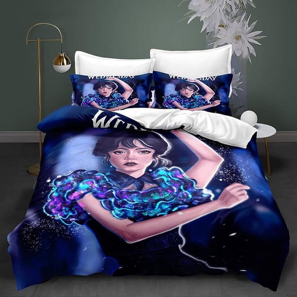 Bed- Duve-t Cov-er W-ednesday -Bedding S-ets Ad-dams 3D Pri-nted Lightwei-ght 3 -Piece Comfor-ter Sets 1 Duvet Co-ver and 2 Pillo-w Sha-ms for Boys Girls