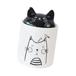 Magideal - Tarro De Almacenamiento Para Gatos De Cerámica, Tarro Hermético Con Tapa, Diseño De Gatito, Botella De Sal Artesanal, Contenedor De Granos De Café Par Pequeño