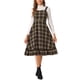 thumbnail image 2 of INSPIRE CHIC Vestido a Cuadros para Mujer con Volantes sin Mangas Vintage con Cinturón en la Cintura Línea A Pinafore Vestidos M Caqui Marrón, 2 of 5