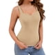 thumbnail image 4 of INSPIRE CHIC Tops de Tirantes para Mujer Regreso a Clases Cuello en V Térmico con Sujetador Incorporado Camiseta Interior Cálida Capa Base M Marrón Claro, 4 of 5