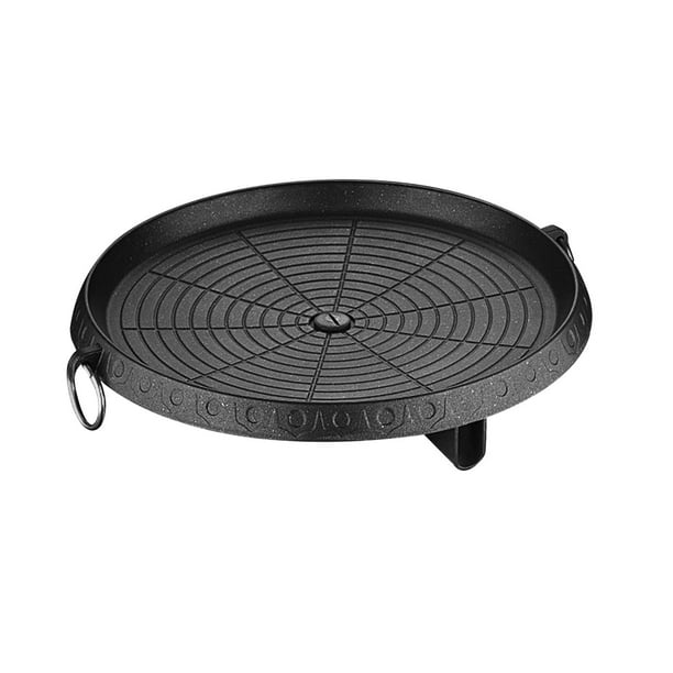 Sartén para asar coreana, bandeja para barbacoa, sartén antiadherente portátil, plato para barbacoa para jardín, restaurante, hogar, barbacoa, fogata, Redondo