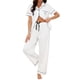 thumbnail image 2 of INSPIRE CHIC Conjunto de Pijama para Mujer Camisa de Botones con Lazo de Manga Corta y Pantalones Pijamas Suaves para Novias Conjunto de Dos Piezas para Descanso L Blanco, 2 of 6