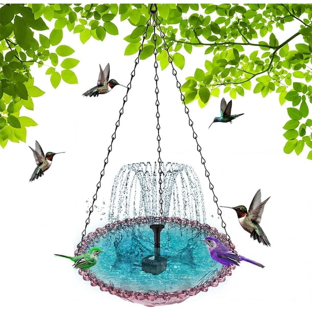 Baño pájaros colgante agua fluyendo solar cascada fuente jardín patio