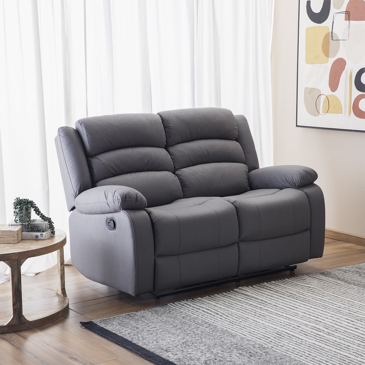 Sofá 2 Cuerpos Reclinable Moderno Gris New Praga 8041lffgr
