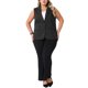 thumbnail image 2 of Agnes Orinda Blazer a Rayas sin Mangas con Cuello en V para Mujer de Talla Grande, Botones Abajo, Traje Casual de Negocios con Bolsillo 1X Negro, 2 of 5