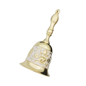 Bothyi - Campana De Mano Decorativa, Campana De Mano Vintage Inoxidable Para Aula, Fiesta, Boda, Blanco Y Dorado