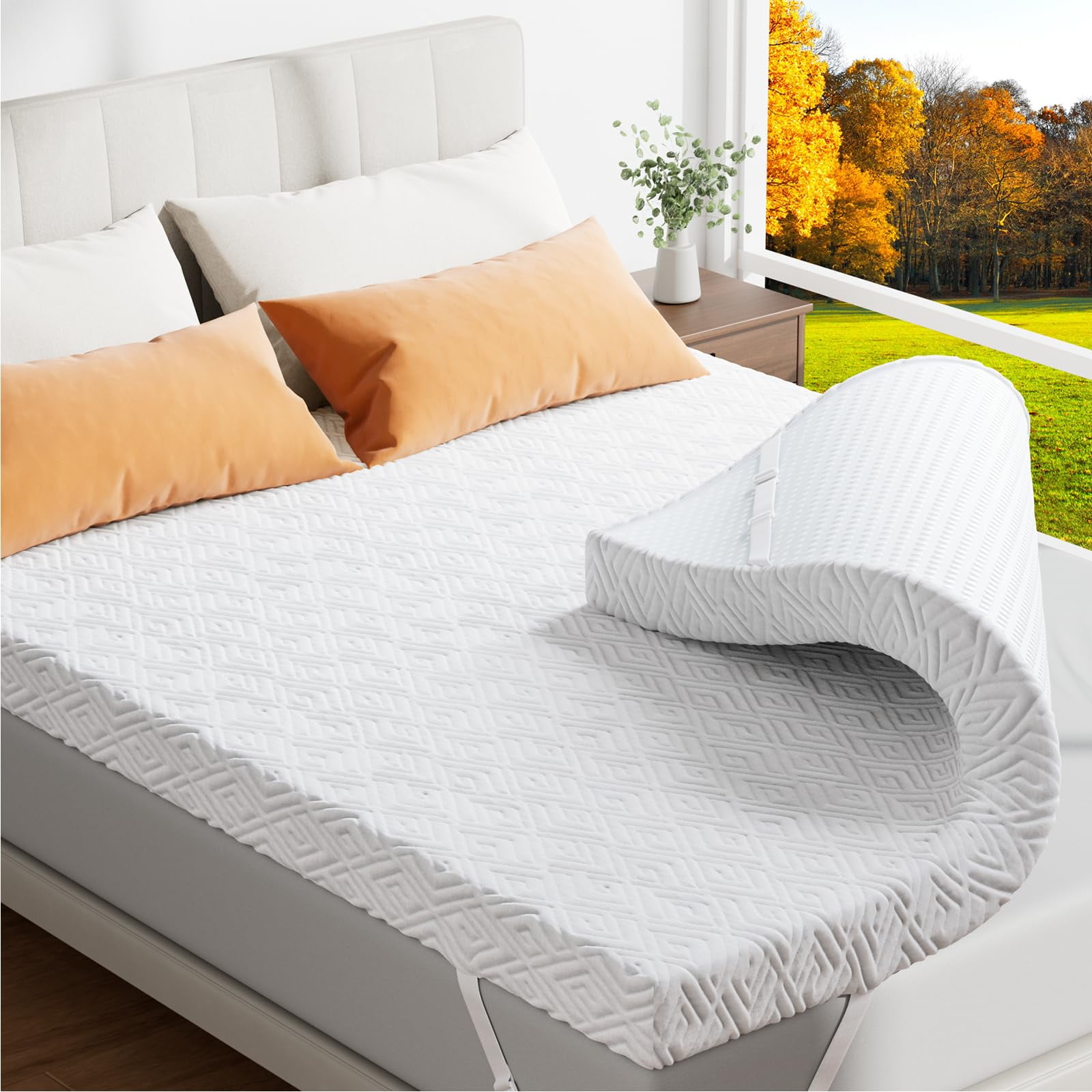 Cubretop Colchón De Espuma Viscoelástica Zibroges De 7,5 Cm Con Gel, Tamaño Queen