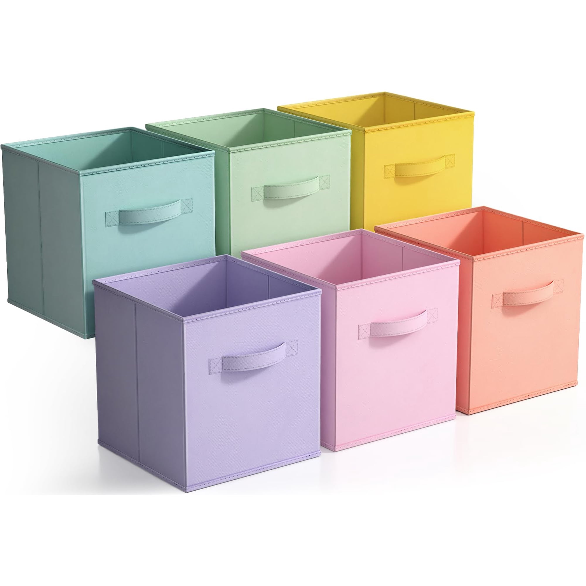 Cubos De Tela Sorbus De 28 X 28 X 27 Cm Con Asa, 6 Unidades, Pastel