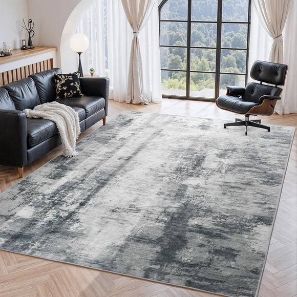 Alfombra CRYPTOLITE Abstract Lavable 120 x 180 cm, color gris
