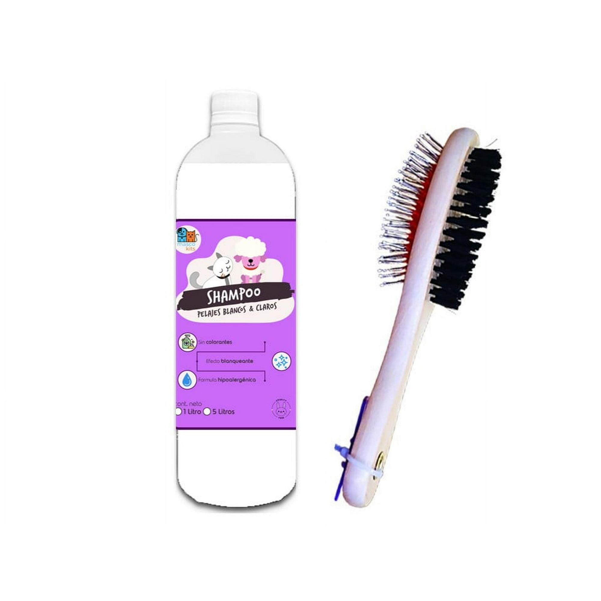 Mascokits - Kit Shampoo Para Perro Pelaje Blanco 1lt + Peine