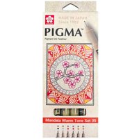 Set 6 Tiralíneas Sakura Pigma Mandala 0.5Mm Colores Cálidos
