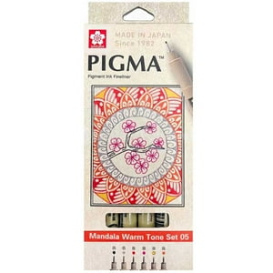 Set 6 Tiralíneas Sakura Pigma Mandala 0.5Mm Colores Cálidos
