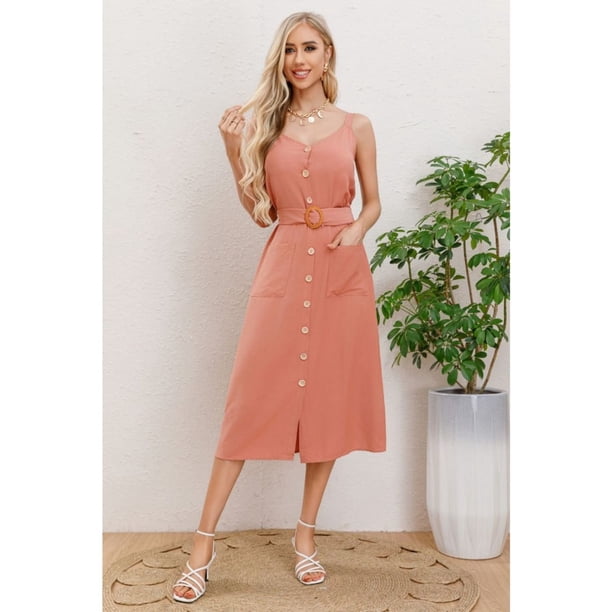 Vestido Largo Primavera Mujer Semi Formal, Casual Botones Premium 337