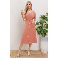 Likeshop - Vestido Largo Primavera Mujer Semi Formal, Casual Botones Premium 337