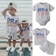 thumbnail image 2 of Conjunto de camiseta de manga corta con pantalones cortos a rayas para el 4 de julio, para bebés y niños pequeños (gris, 4 años), 2 of 7