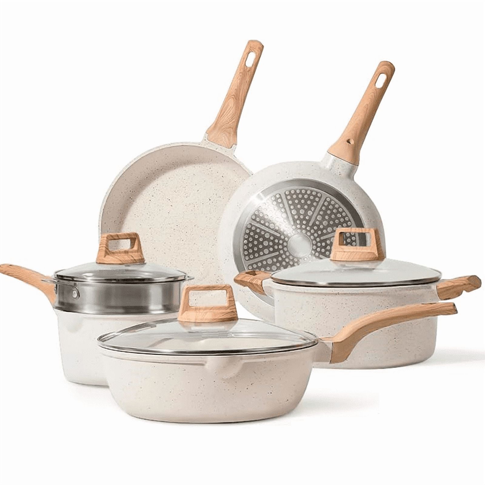 Wakeshome - Bateria Cocina 9pzs Antiadherente Granito Profesional Ollas