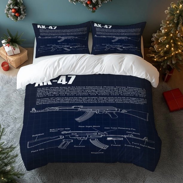3pcs AK47 Structure Print Bedding Set High-Density Polyester