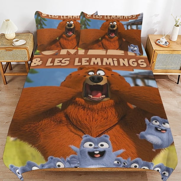 Grizzy And The Lemmings Comforter Set 3 Pieces Quilt Cover Set Soft Bedding Sets for All Seasons