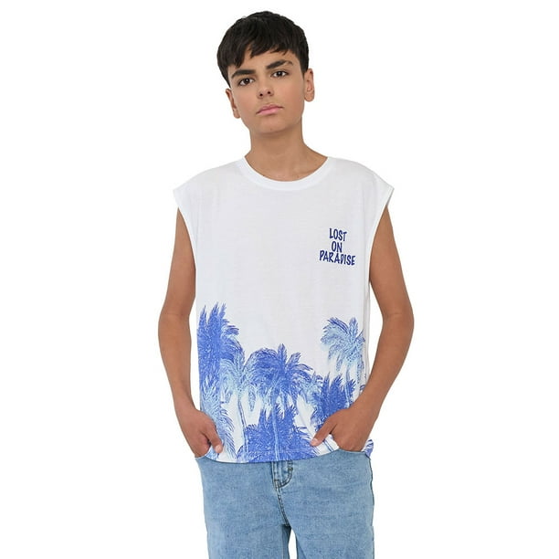 Polera Niño Teen Tank Blanco Corona