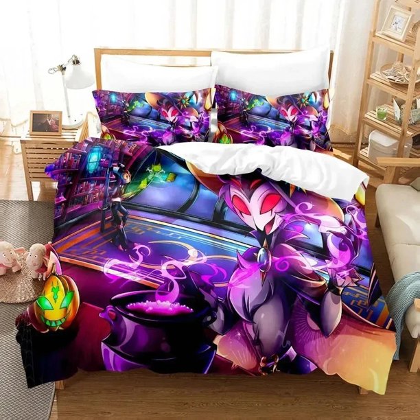 Stolas Helluva Hazbin Hotels Boss Bedding Set Boys Girls Size Duvet Cover Pillowcase Bed Boys Adult Bed Sheets