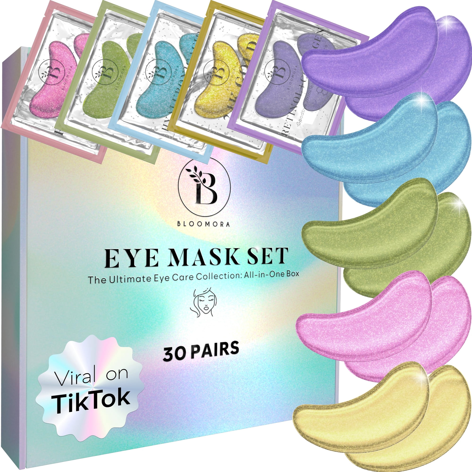 Parches Para Debajo De Los Ojos, Variedad Bloomora (30 Pares), Ojeras