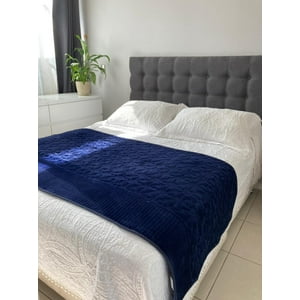 Genérico - Piecera De Cama Polar Con Tela Reversible - Azul