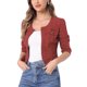 thumbnail image 4 of INSPIRE CHIC Chaquetas de Jean de Mezclilla Recortadas sin Cuello de Manga 3/4 para Mujer Marrón Rojizo S, 4 of 5