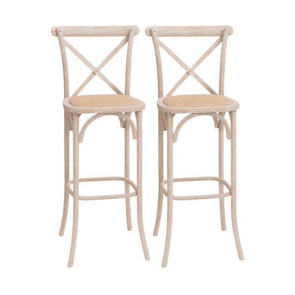 Pack 2 Taburetes Crossback Madera - Blanco Retro