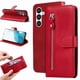 thumbnail image 3 of Funda tipo cartera para Samsung Galaxy A54 5G con bolsillo con cremallera y ranuras para tarjetas – Función de soporte Rojo, 3 of 6
