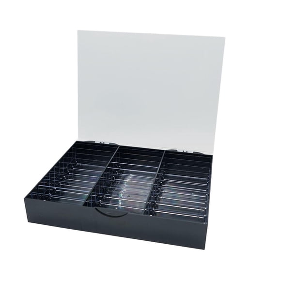 Caja de almacenamiento para decoración de uñas, soporte de exhibición para decoración de uñas, 30 rejillas, estuche cosmético a prueba de polvo, conte Negro