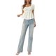 thumbnail image 2 of INSPIRE CHIC Blusa Floral para Mujer de Regreso a Clases Cuello Corazón Manga Corta Abullonada Top Peplum Fruncido Beige S, 2 of 6