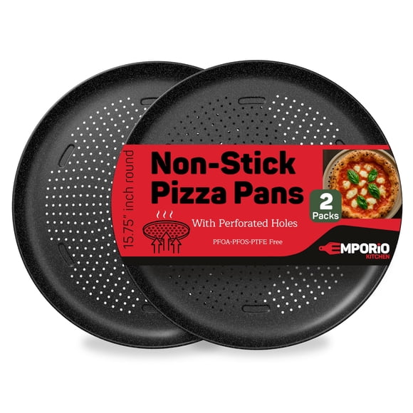 Sartén para pizza Emporio Kitchen, antiadherente, acero al carbono, 40 cm, paquete de 2