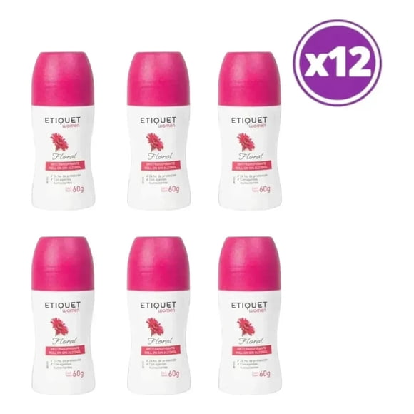 Pack 12 Women Floral Antitranspirante Roll On 60g
