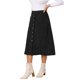 thumbnail image 4 of INSPIRE CHIC Falda de Pana en Línea A para Mujer Otoño Invierno Cintura Alta Falda Midi Abotonada con Bolsillos Conjunto de Oficina S Negro, 4 of 6