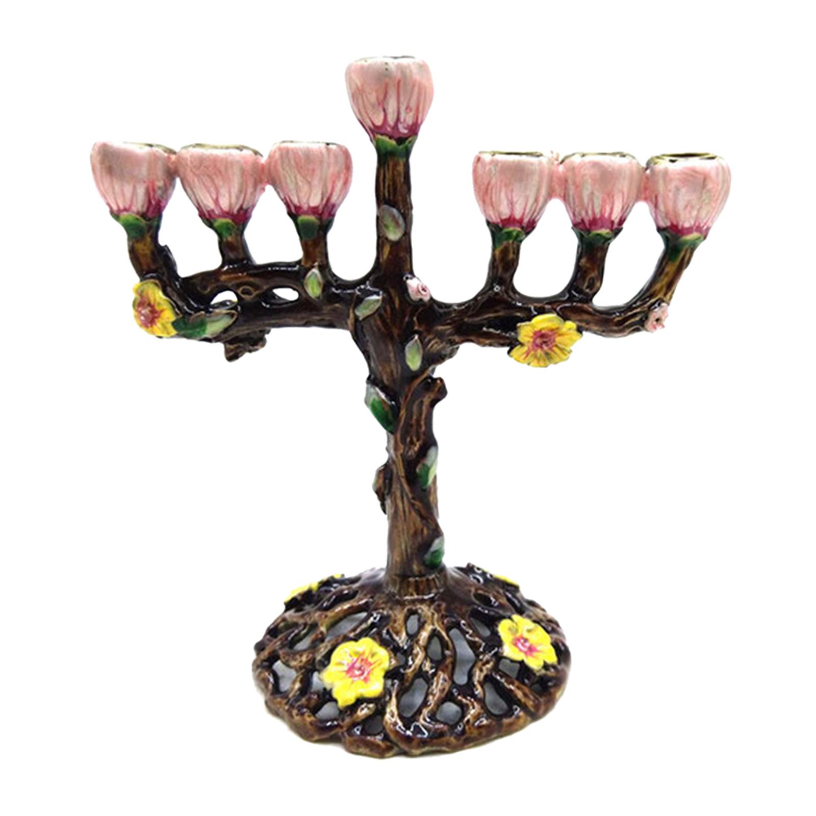 Bothyi - Menorah Candelabro Portavelas Hanukkah Esmalte Menorah Para Decoración De Fiesta